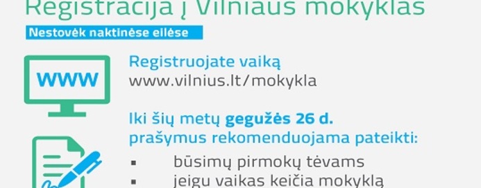 Rytoj pradedama elektroninė registracija į Vilniaus mokyklas
